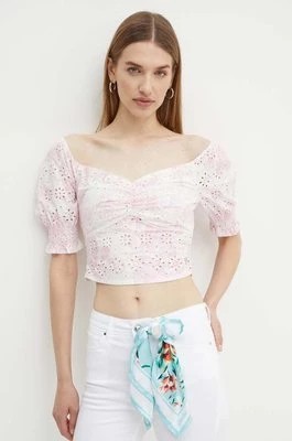 Zdjęcie produktu Guess bluzka bawełniana PALMA damska kolor różowy gładka W4GH68 WG571