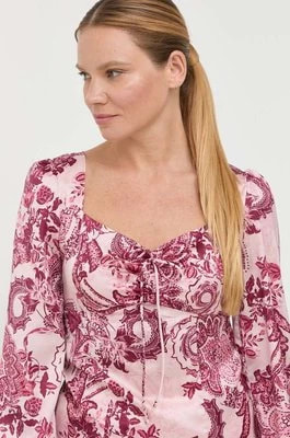Zdjęcie produktu Guess bluzka damska kolor różowy gładka