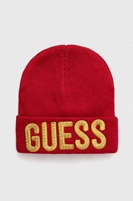 Zdjęcie produktu Guess czapka dziecięca kolor czerwony z cienkiej dzianiny