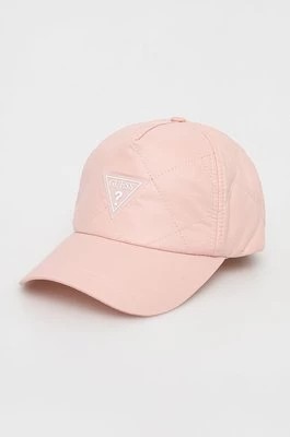 Zdjęcie produktu Guess czapka kolor różowy z aplikacją