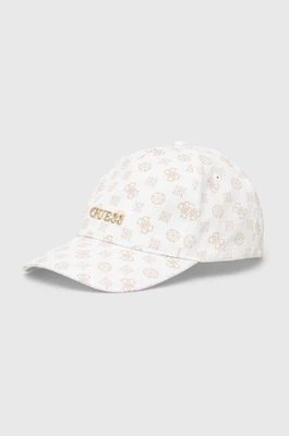 Zdjęcie produktu Guess czapka z daszkiem bawełniana PEONY kolor biały wzorzysta V4GZ01 WFKN0