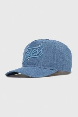 Zdjęcie produktu Guess czapka z daszkiem jeansowa EBE kolor niebieski z aplikacją W4RZ03 D5A30