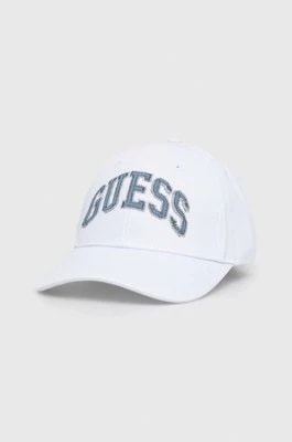 Zdjęcie produktu Guess czapka z daszkiem kolor biały z aplikacją