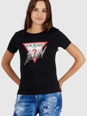 Zdjęcie produktu GUESS Czarny t-shirt damski icon