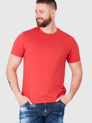 Zdjęcie produktu GUESS Czerwony t-shirt męski z aplikacją z logo