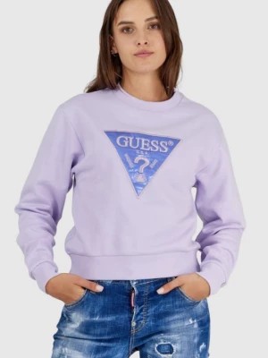 Zdjęcie produktu GUESS Fioletowa bluza damska z wyszywanym logo