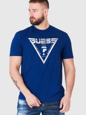 Zdjęcie produktu GUESS Granatowy t-shirt męski z logo w moro