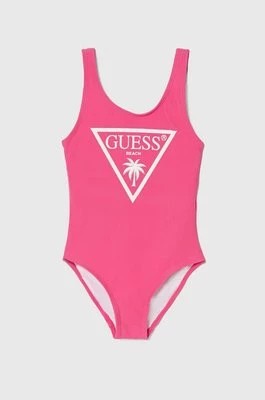Zdjęcie produktu Guess jednoczęściowy strój kąpielowy dziecięcy kolor różowy