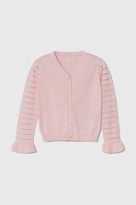 Zdjęcie produktu Guess kardigan bawełniany dziecięcy kolor różowy lekki