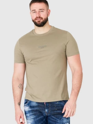 Zdjęcie produktu GUESS Khaki t-shirt męski z aplikacją z logo