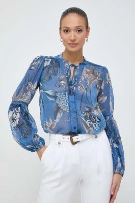 Zdjęcie produktu Guess koszula JOSETTE damska kolor niebieski relaxed z wiązanym dekoltem W3RH56 WDW52