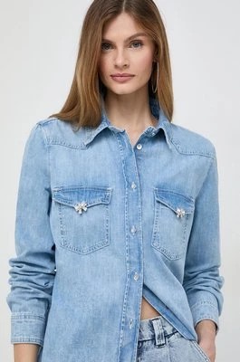 Zdjęcie produktu Guess koszula jeansowa RIKY damska kolor niebieski regular z kołnierzykiem klasycznym W4RH75 D59K1