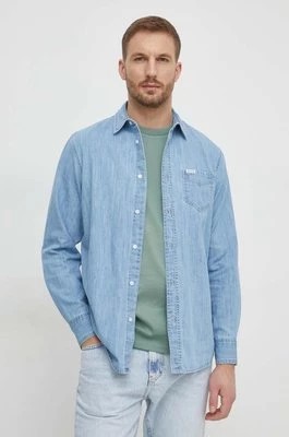 Zdjęcie produktu Guess koszula jeansowa RONNIE męska kolor niebieski regular z kołnierzykiem klasycznym M4RH44 D14LH