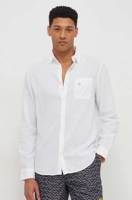 Zdjęcie produktu Guess koszula lniana kolor biały relaxed z kołnierzykiem klasycznym F4GH00 WG3L0