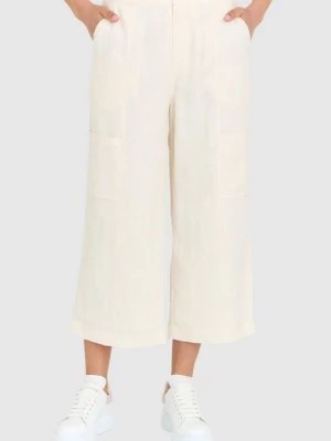 Zdjęcie produktu GUESS Kremowe lniane spodnie damskie