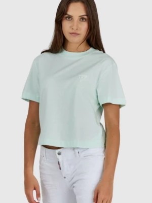 Zdjęcie produktu GUESS Krótki miętowy t-shirt damski z logo na plecach