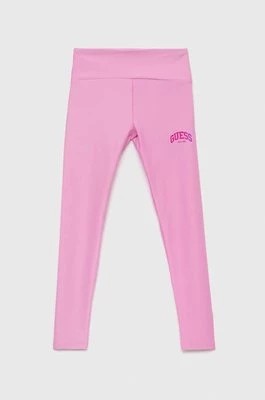 Zdjęcie produktu Guess legginsy dziecięce kolor fioletowy gładkie