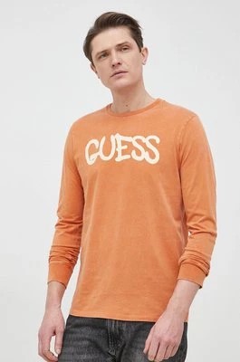 Zdjęcie produktu Guess longsleeve bawełniany x Banksy kolor pomarańczowy wzorzysty