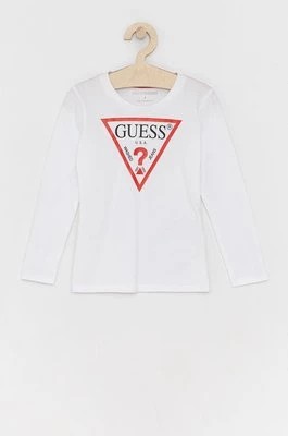 Zdjęcie produktu Guess Longsleeve dziecięcy kolor biały z nadrukiem