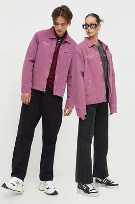 Zdjęcie produktu Guess Originals kurtka jeansowa kolor fioletowy przejściowa