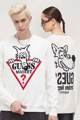 Zdjęcie produktu Guess Originals sweter bawełniany kolor beżowy lekki