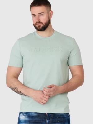 Zdjęcie produktu GUESS Pistacjowy t-shirt męski z wytłaczanym logo