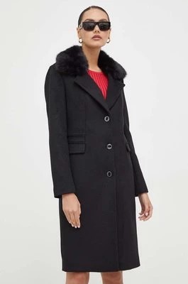 Zdjęcie produktu Guess płaszcz z domieszką wełny kolor czarny przejściowy