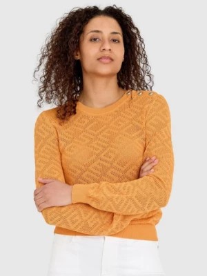 Zdjęcie produktu GUESS Pomarańczowy sweterek dzianinowy w monogram guess