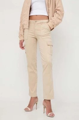 Zdjęcie produktu Guess spodnie damskie kolor beżowy proste high waist W4RB59 W93CL