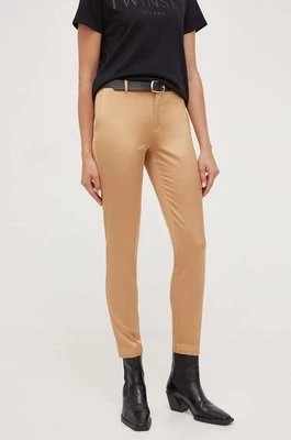 Zdjęcie produktu Guess spodnie damskie kolor beżowy proste medium waist