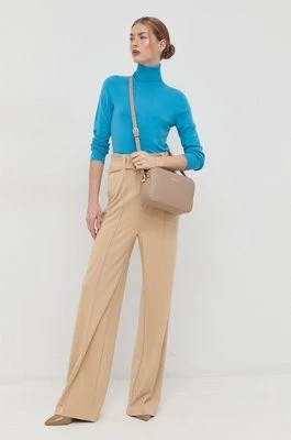 Zdjęcie produktu Guess spodnie damskie kolor beżowy szerokie high waist