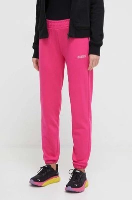 Zdjęcie produktu Guess spodnie dresowe bawełniane ELEANORA kolor fioletowy gładkie V4RB10 KC5O0