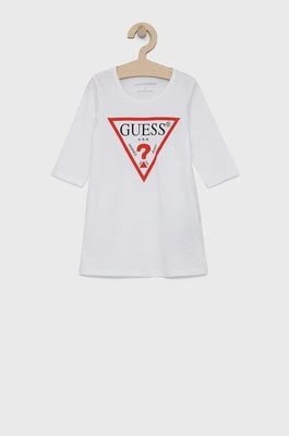 Zdjęcie produktu Guess Sukienka bawełniana dziecięca kolor biały mini rozkloszowana