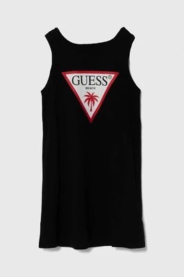 Zdjęcie produktu Guess sukienka bawełniana dziecięca kolor czarny mini prosta