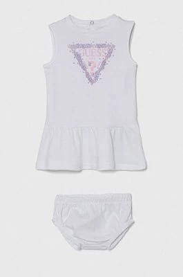 Zdjęcie produktu Guess sukienka bawełniana niemowlęca kolor biały mini rozkloszowana