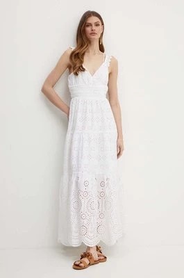 Zdjęcie produktu Guess sukienka bawełniana PALMA kolor biały maxi rozkloszowana W4GK46 WG571