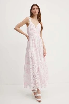 Zdjęcie produktu Guess sukienka bawełniana PALMA kolor różowy maxi rozkloszowana W4GK46 WG571