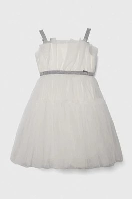 Zdjęcie produktu Guess sukienka dziecięca kolor biały midi rozkloszowana
