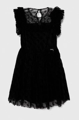Zdjęcie produktu Guess sukienka dziecięca kolor czarny midi rozkloszowana
