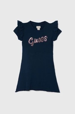 Zdjęcie produktu Guess sukienka dziecięca kolor granatowy mini rozkloszowana