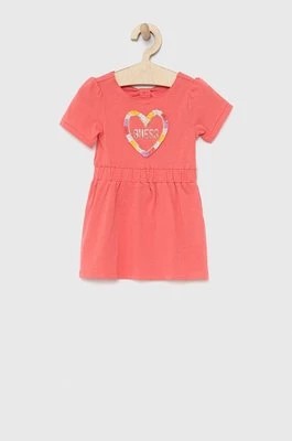 Zdjęcie produktu Guess sukienka dziecięca kolor różowy mini rozkloszowana