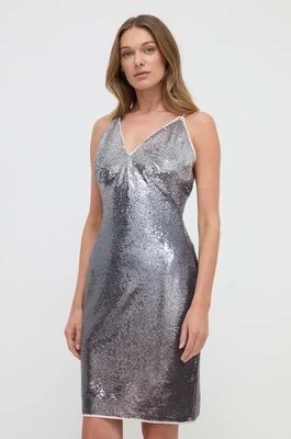 Zdjęcie produktu Guess sukienka GRAZIA kolor srebrny mini dopasowana W4GK27 KC7F0