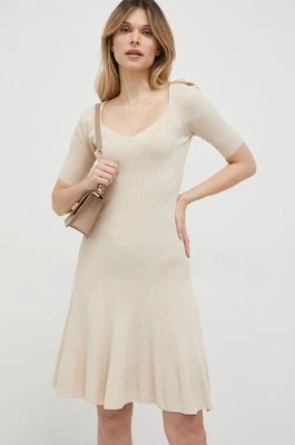 Zdjęcie produktu Guess sukienka kolor beżowy mini rozkloszowana
