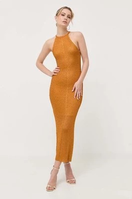 Zdjęcie produktu Guess sukienka kolor brązowy maxi dopasowana