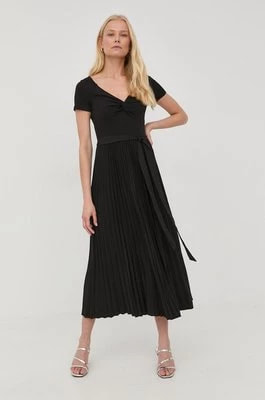 Zdjęcie produktu Guess sukienka kolor czarny midi rozkloszowana