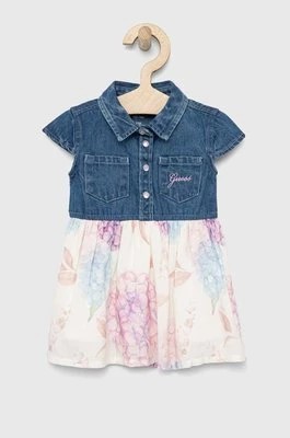 Zdjęcie produktu Guess sukienka niemowlęca kolor niebieski midi rozkloszowana