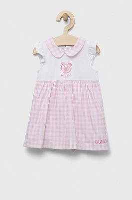 Zdjęcie produktu Guess sukienka niemowlęca kolor różowy mini rozkloszowana