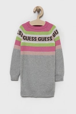 Zdjęcie produktu Guess sukienka z domieszką kaszmiru dziecięca kolor szary midi prosta