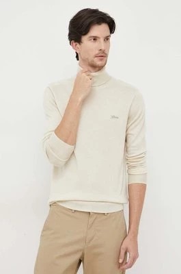 Zdjęcie produktu Guess sweter z domieszką jedwabiu kolor beżowy lekki z golferm