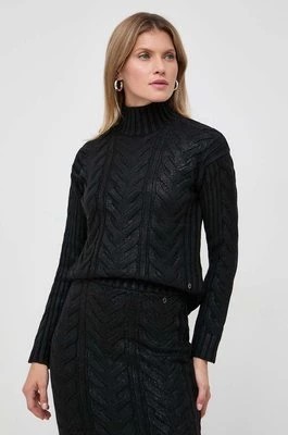 Zdjęcie produktu Guess sweter z domieszką wełny damski kolor czarny z półgolfem